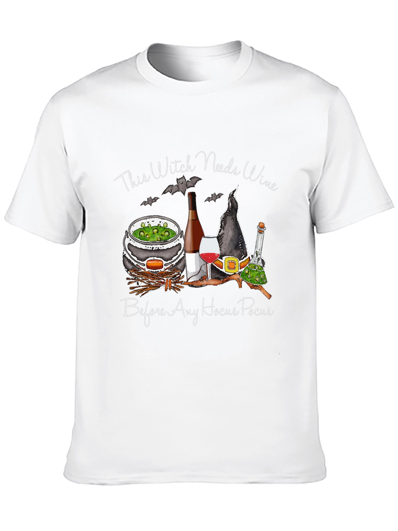 Witch Needs Wine Halloween Graphic T-Shirt
