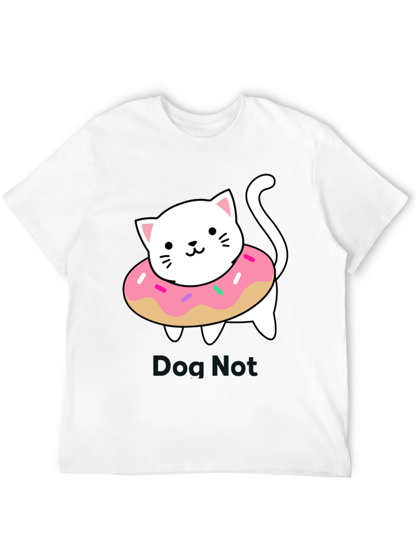 Cute Cat Donut T-Shirt - Black Cotton Tee
