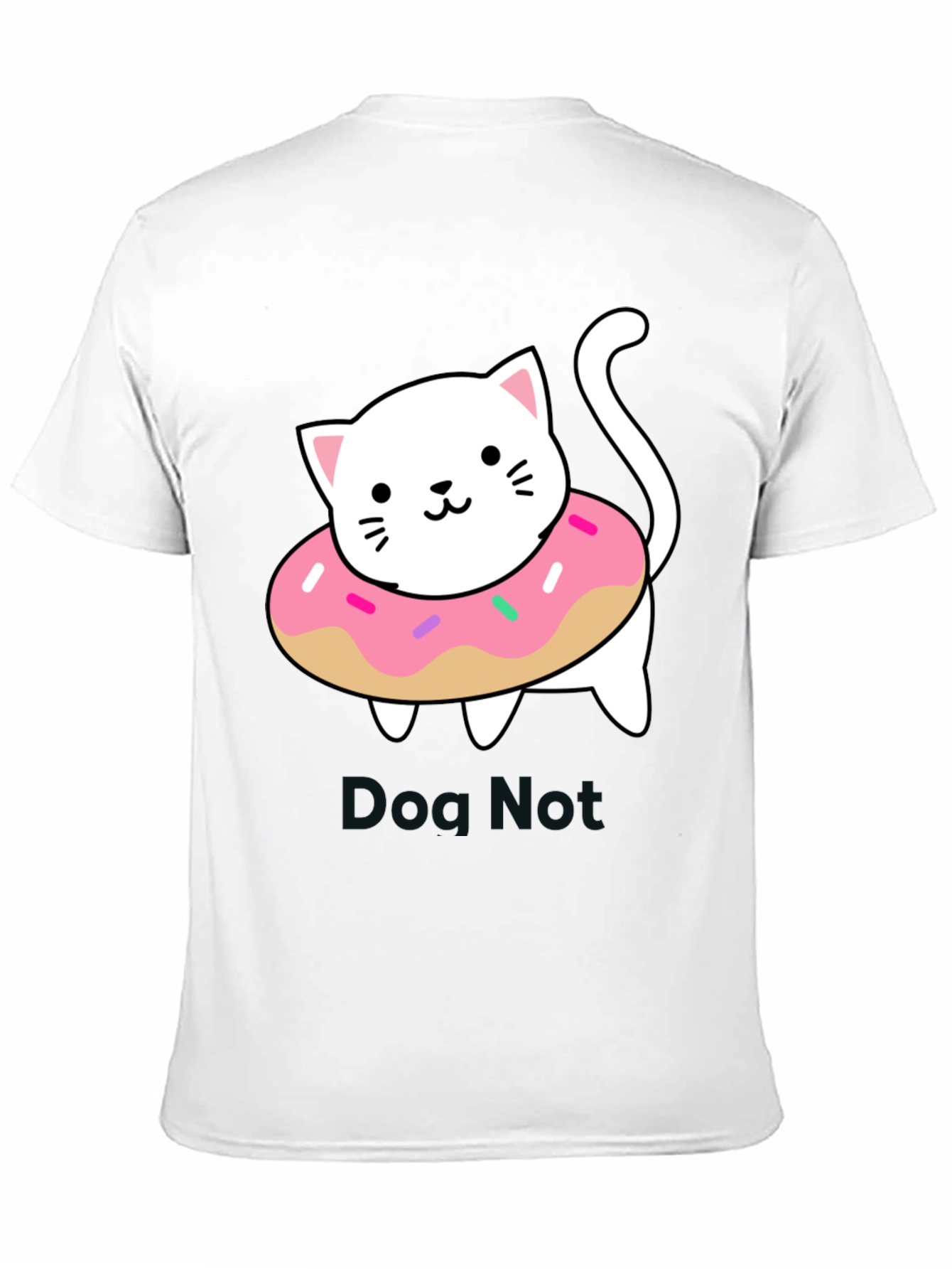 Cute Cat Donut T-Shirt - Black Cotton Tee