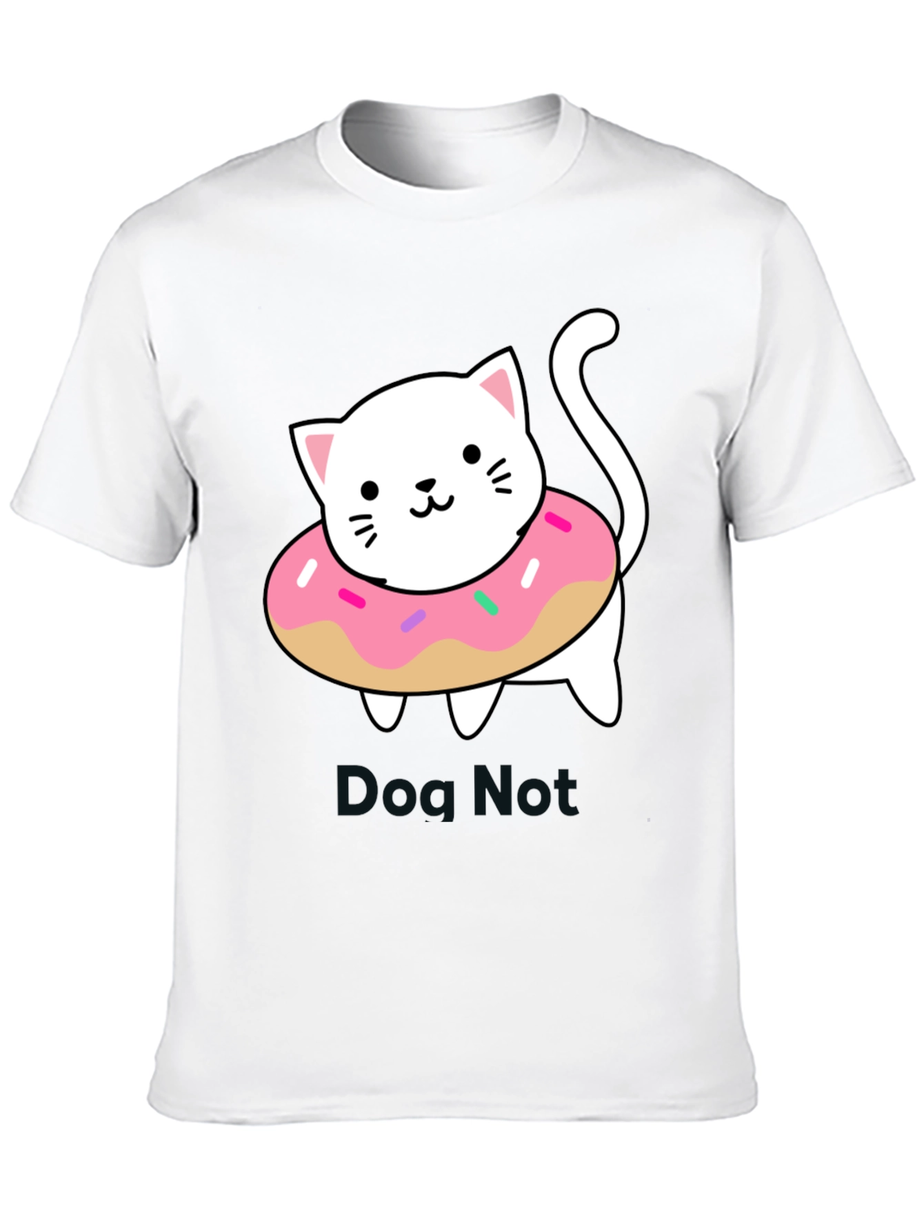 Cute Cat Donut T-Shirt - Black Cotton Tee