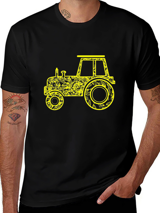 Tractor Graphic Tee - Novelty Black T-Shirt