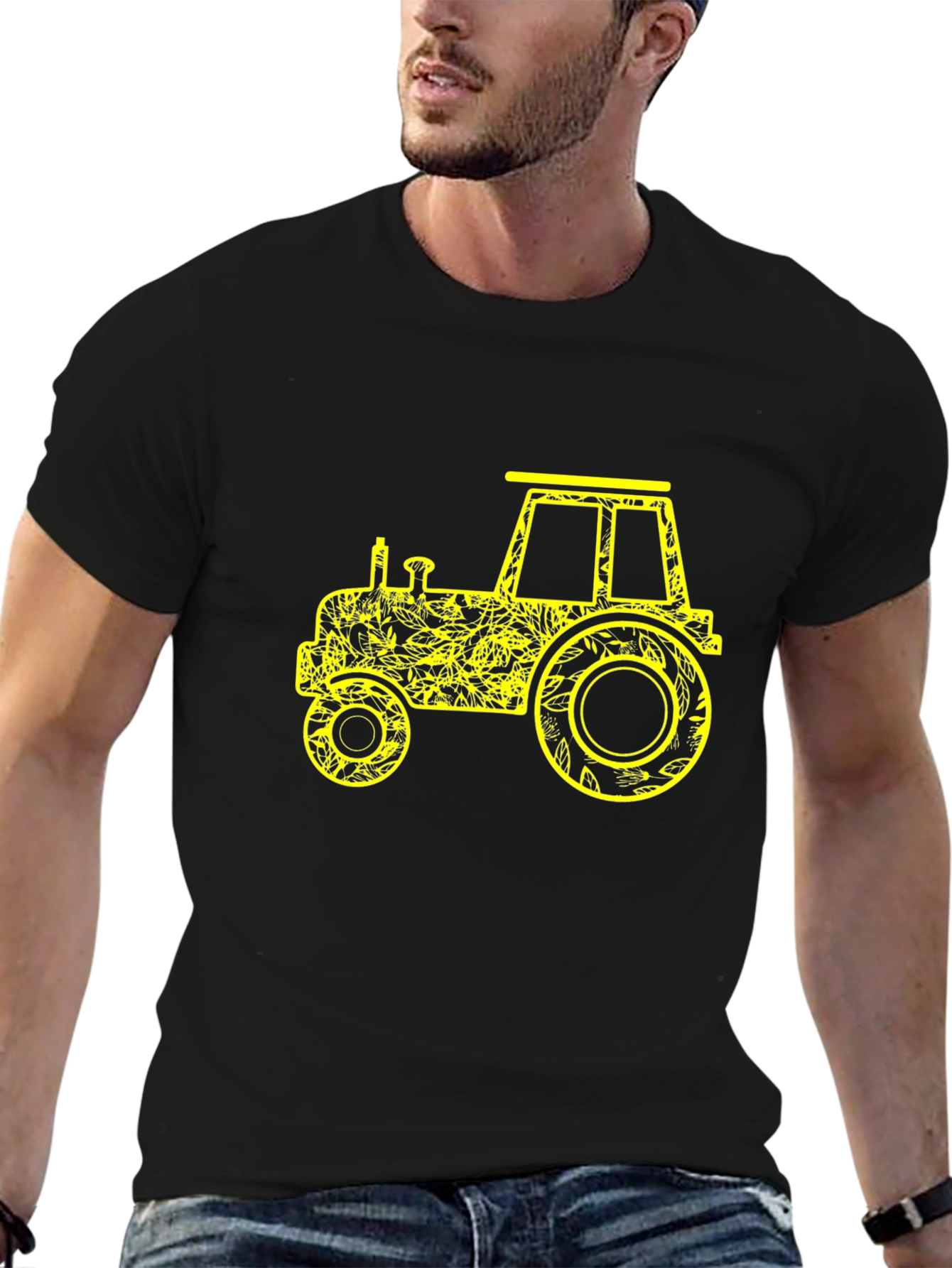 Tractor Graphic Tee - Novelty Black T-Shirt