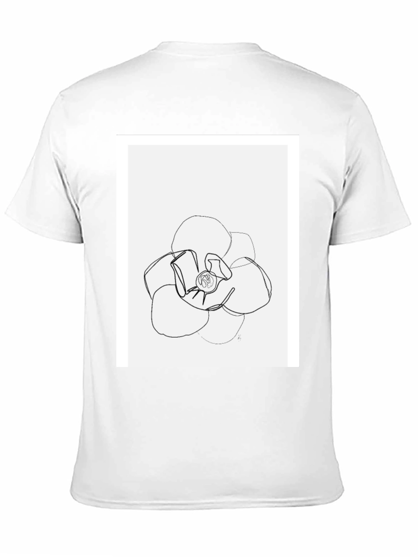 Minimalist Flower Line Art Black T-Shirt