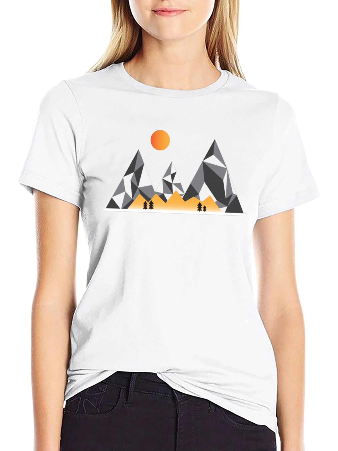 Geometric Mountain Graphic Tee - Modern Adventure