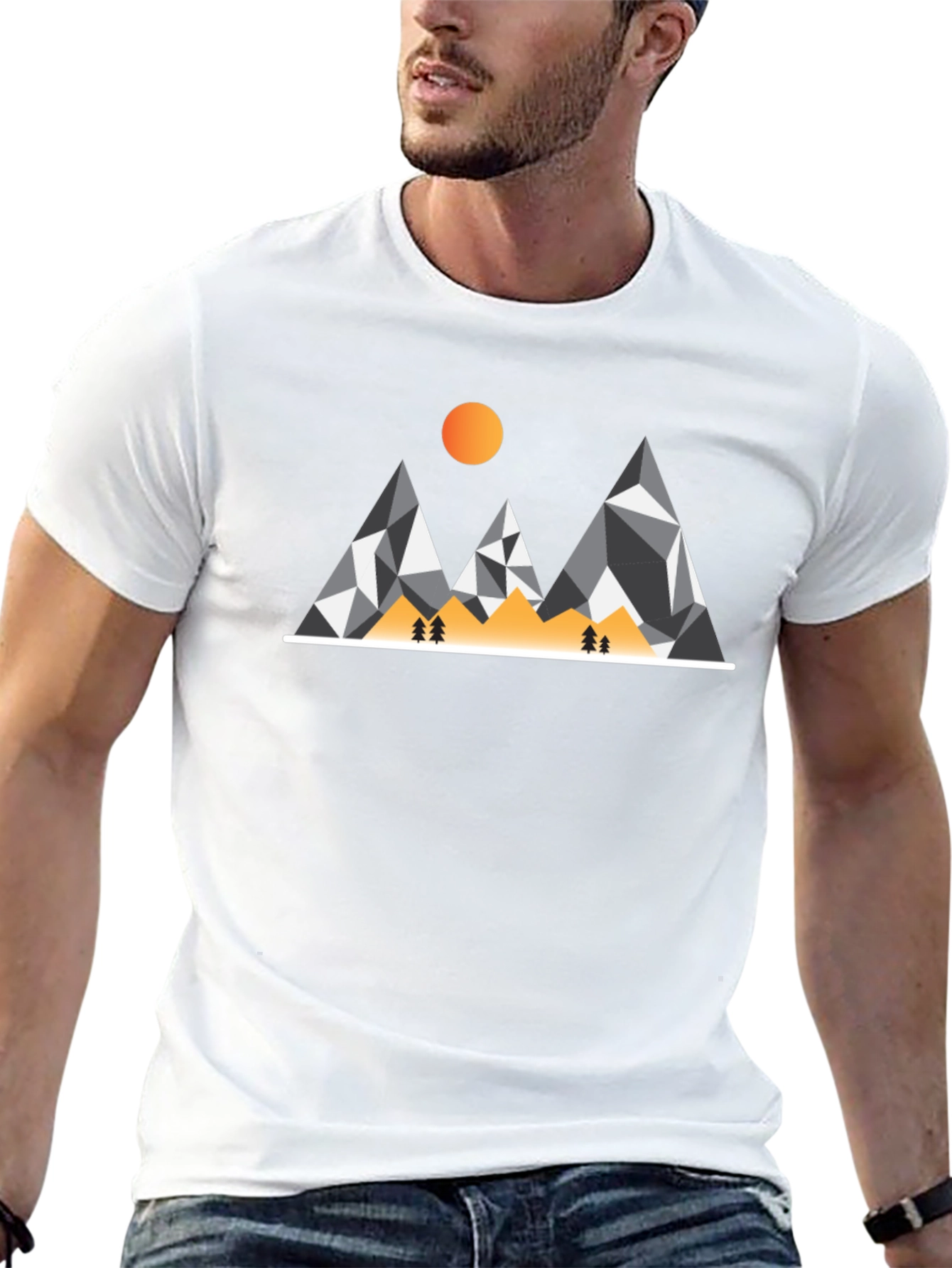 Geometric Mountain Graphic Tee - Modern Adventure