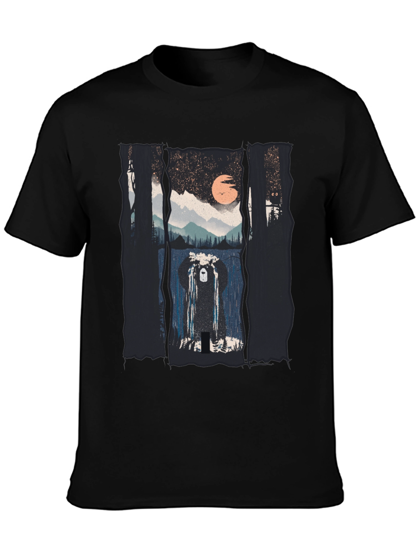 Bear in Forest T-Shirt - Nature Scene Tee