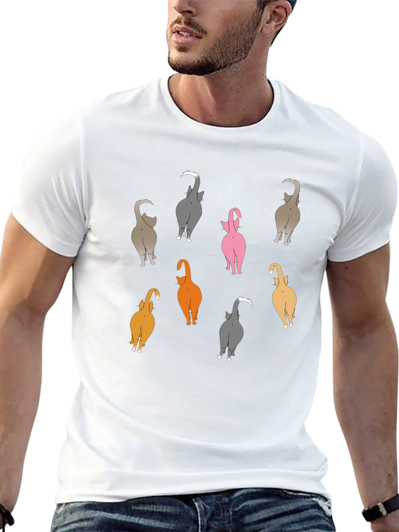 Funny Cat Butt T-Shirt - Quirky Graphic Tee