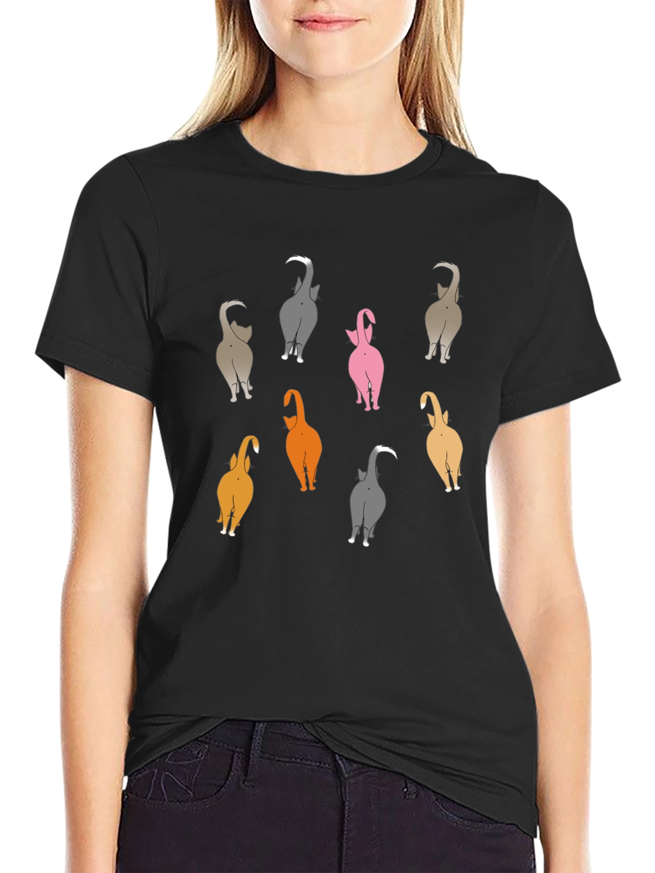 Funny Cat Butt T-Shirt - Quirky Graphic Tee