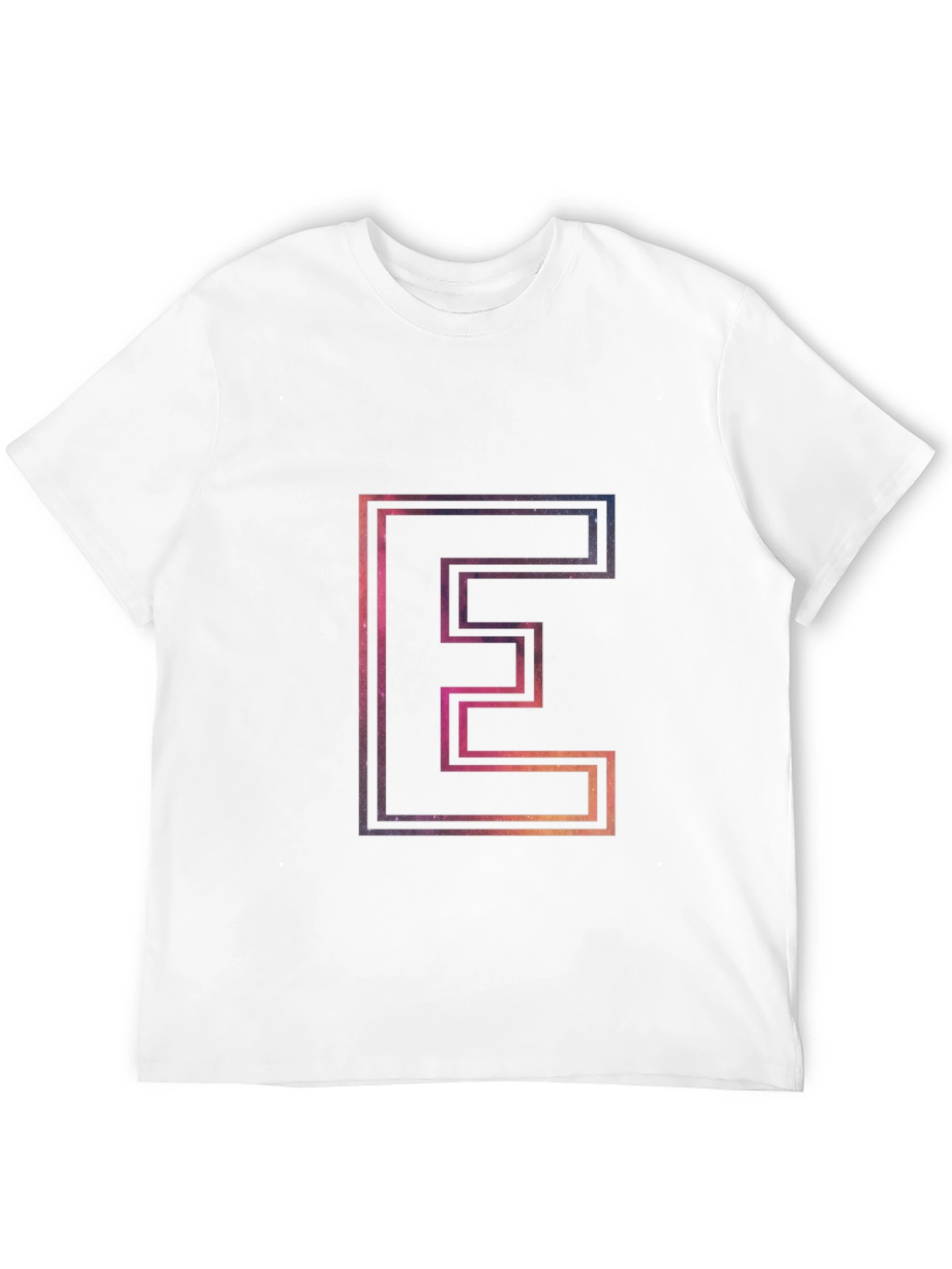 Letter E Outline Galaxy Fill T-Shirt
