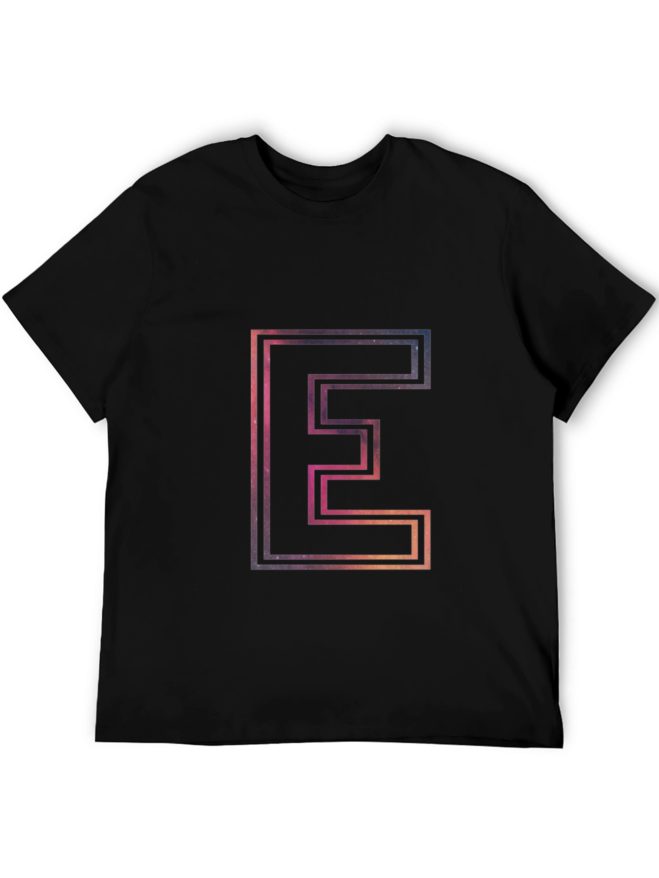 Letter E Outline Galaxy Fill T-Shirt
