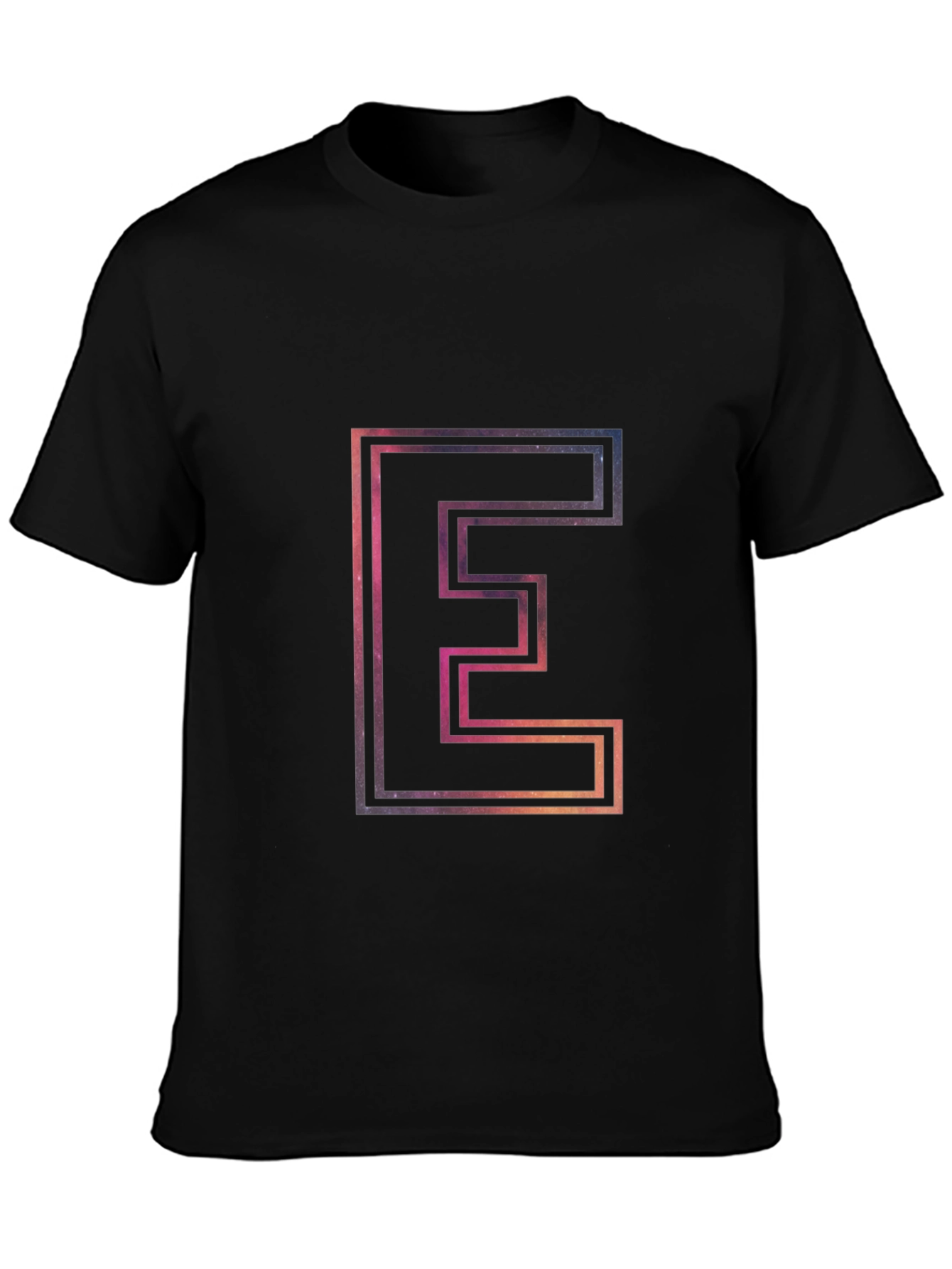 Letter E Outline Galaxy Fill T-Shirt