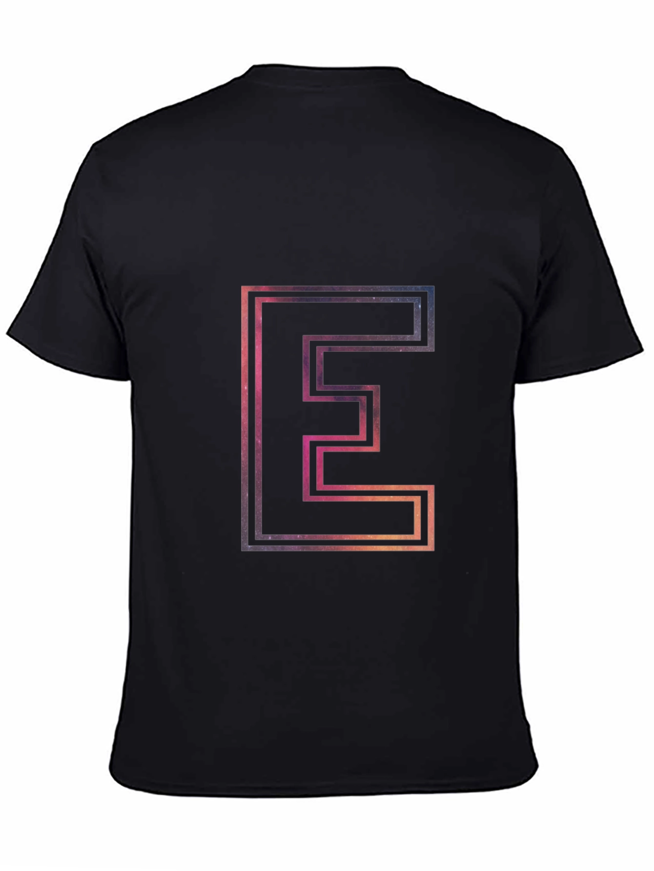Letter E Outline Galaxy Fill T-Shirt
