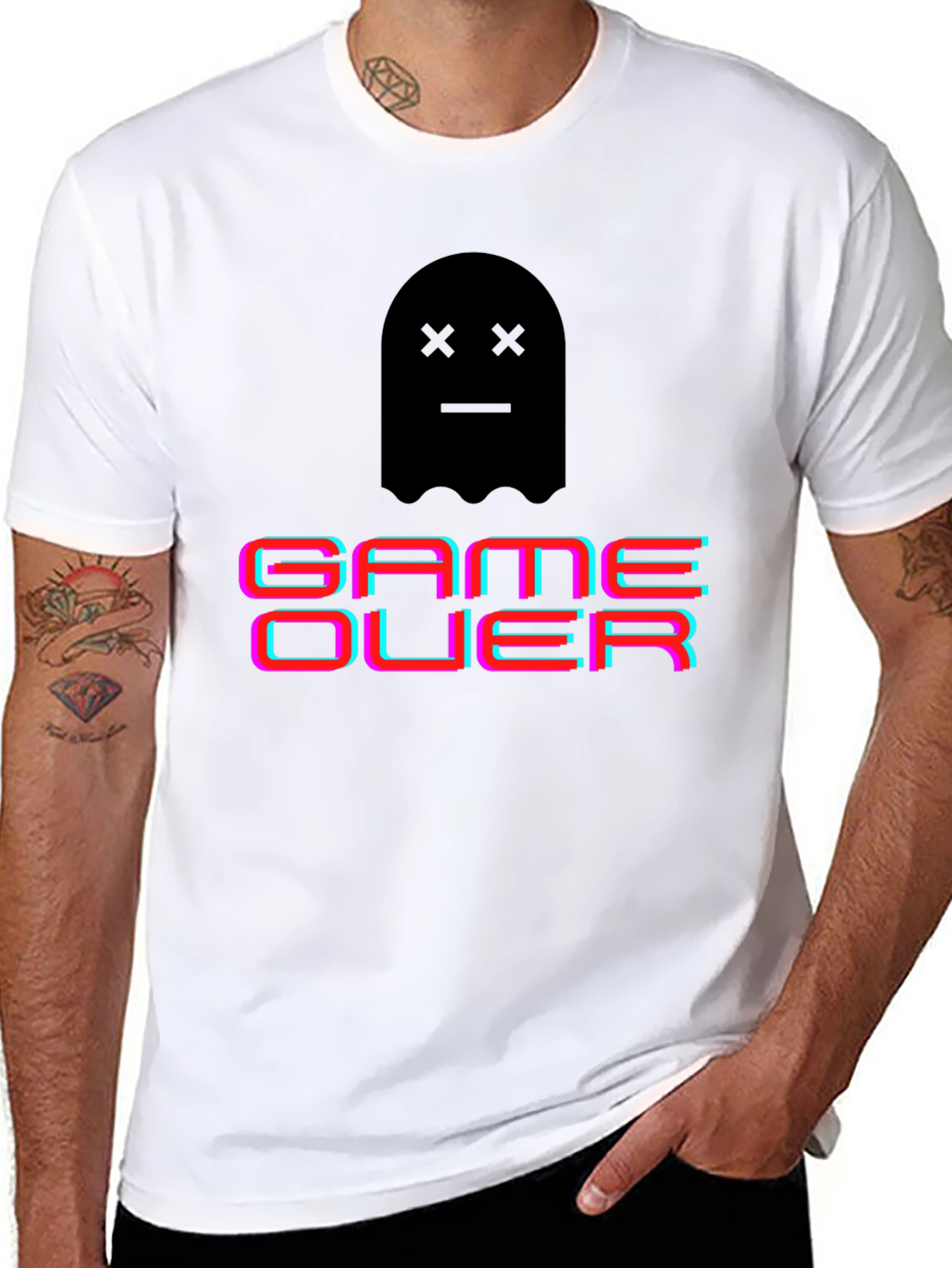 Game Over Ghost Graphic T-Shirt - Gamer Style