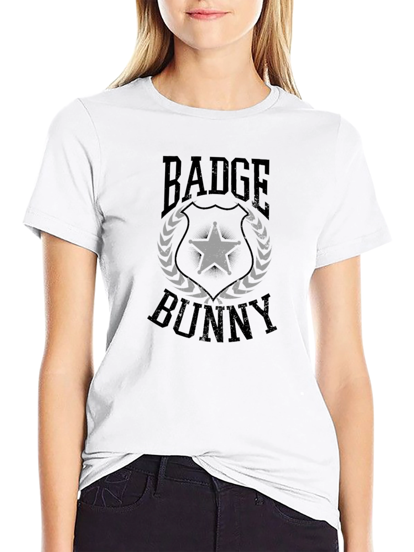 Badge Bunny Graphic Tee - Black Cotton Blend