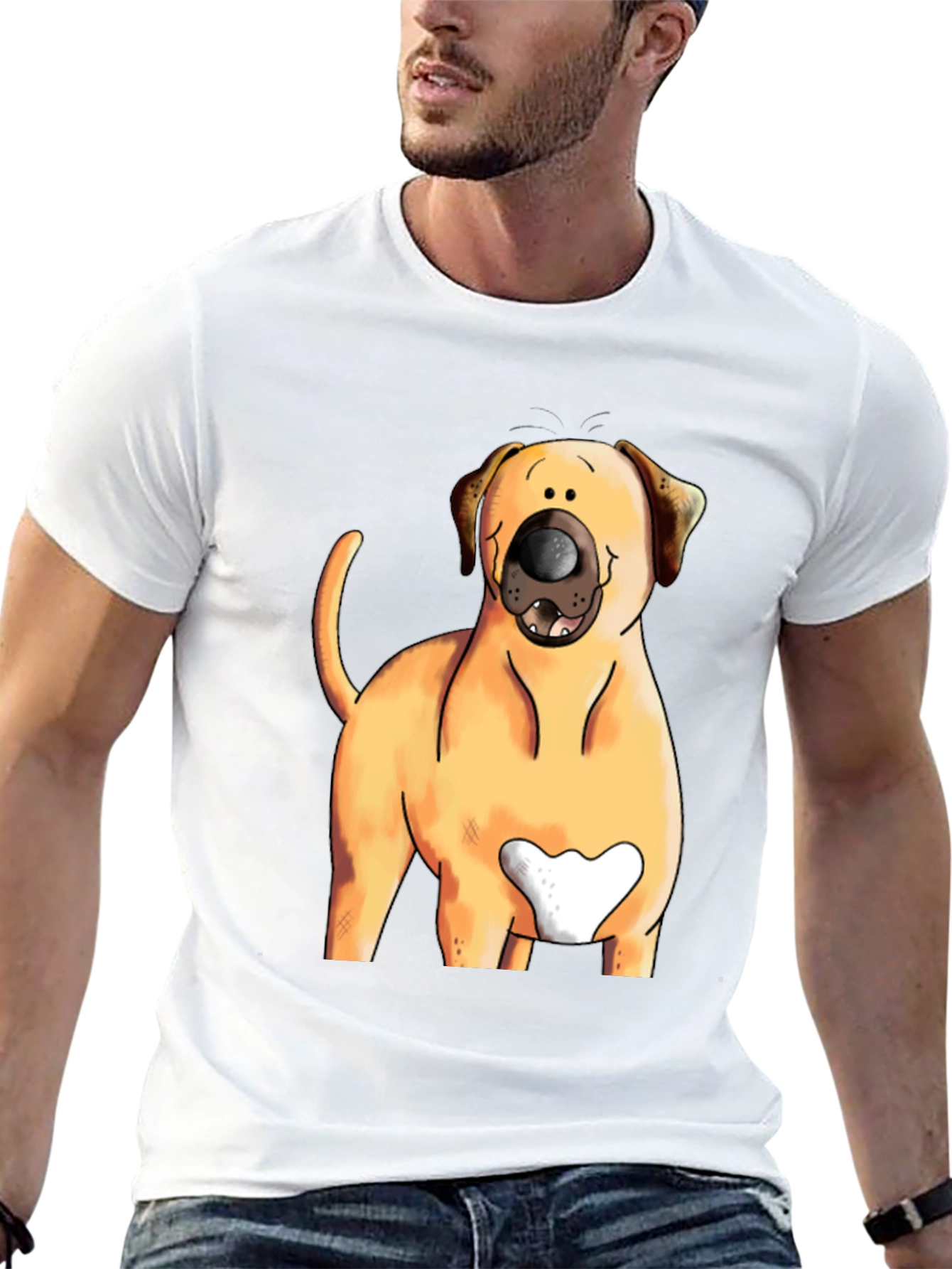Dog Cartoon Graphic Tee - Black