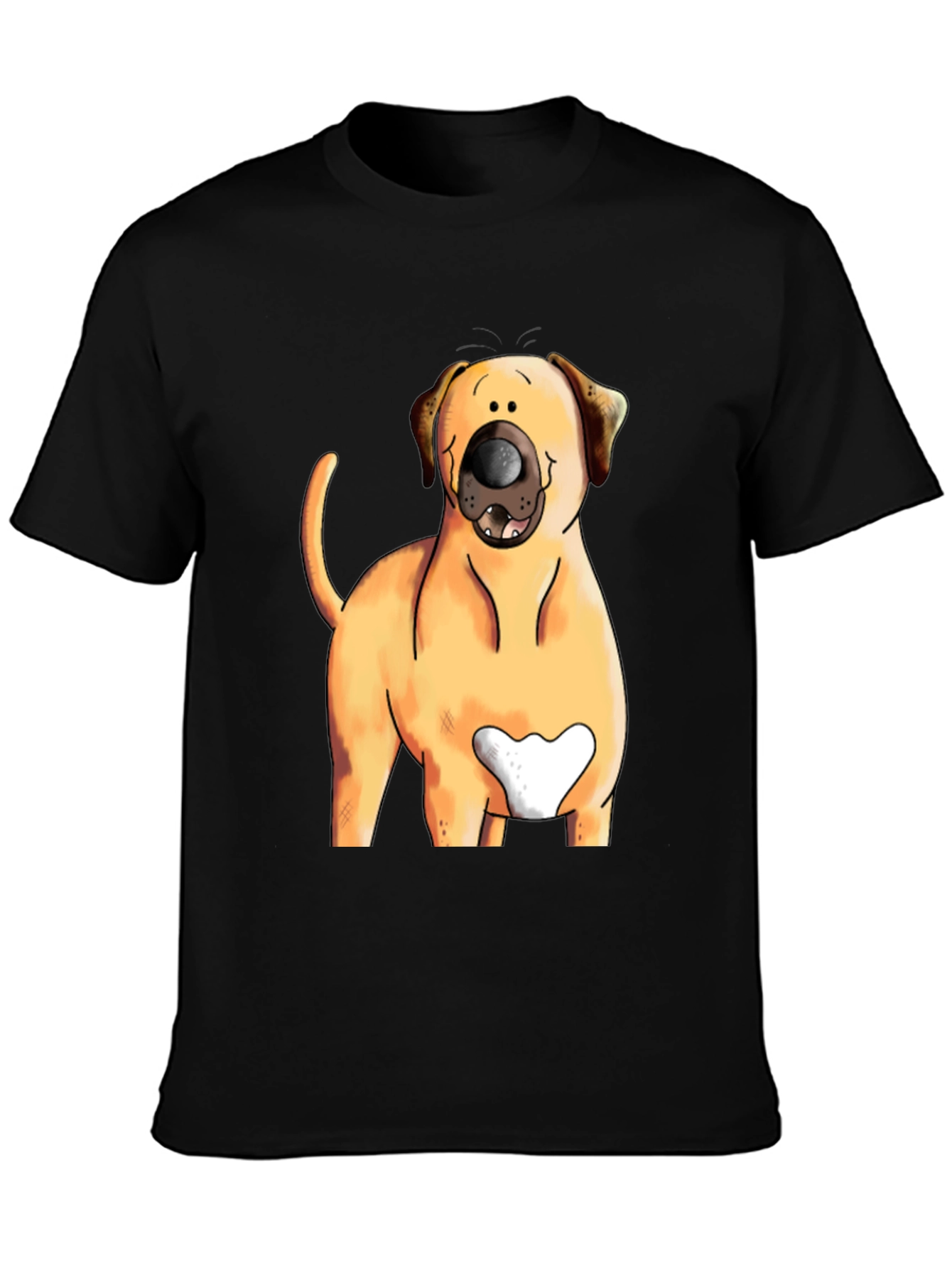 Dog Cartoon Graphic Tee - Black