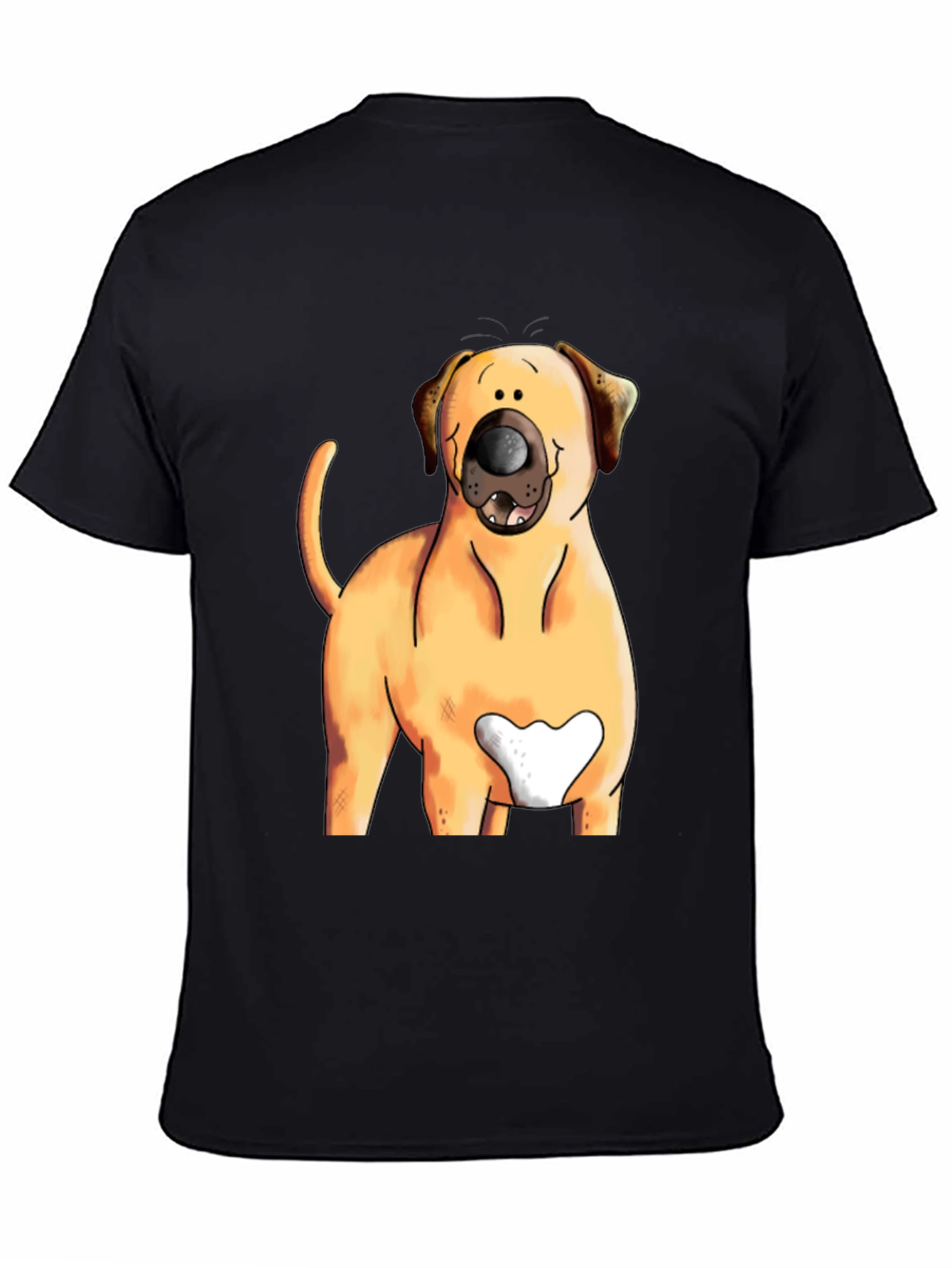Dog Cartoon Graphic Tee - Black