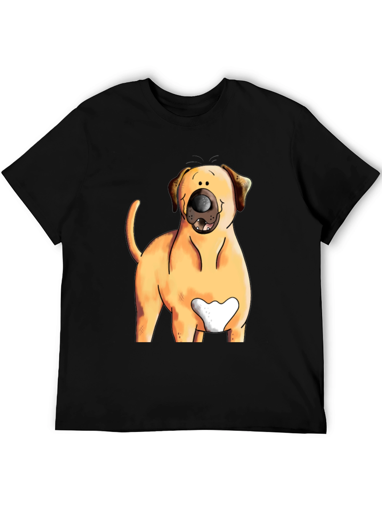 Dog Cartoon Graphic Tee - Black