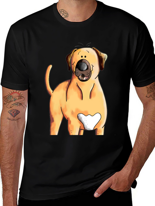 Dog Cartoon Graphic Tee - Black