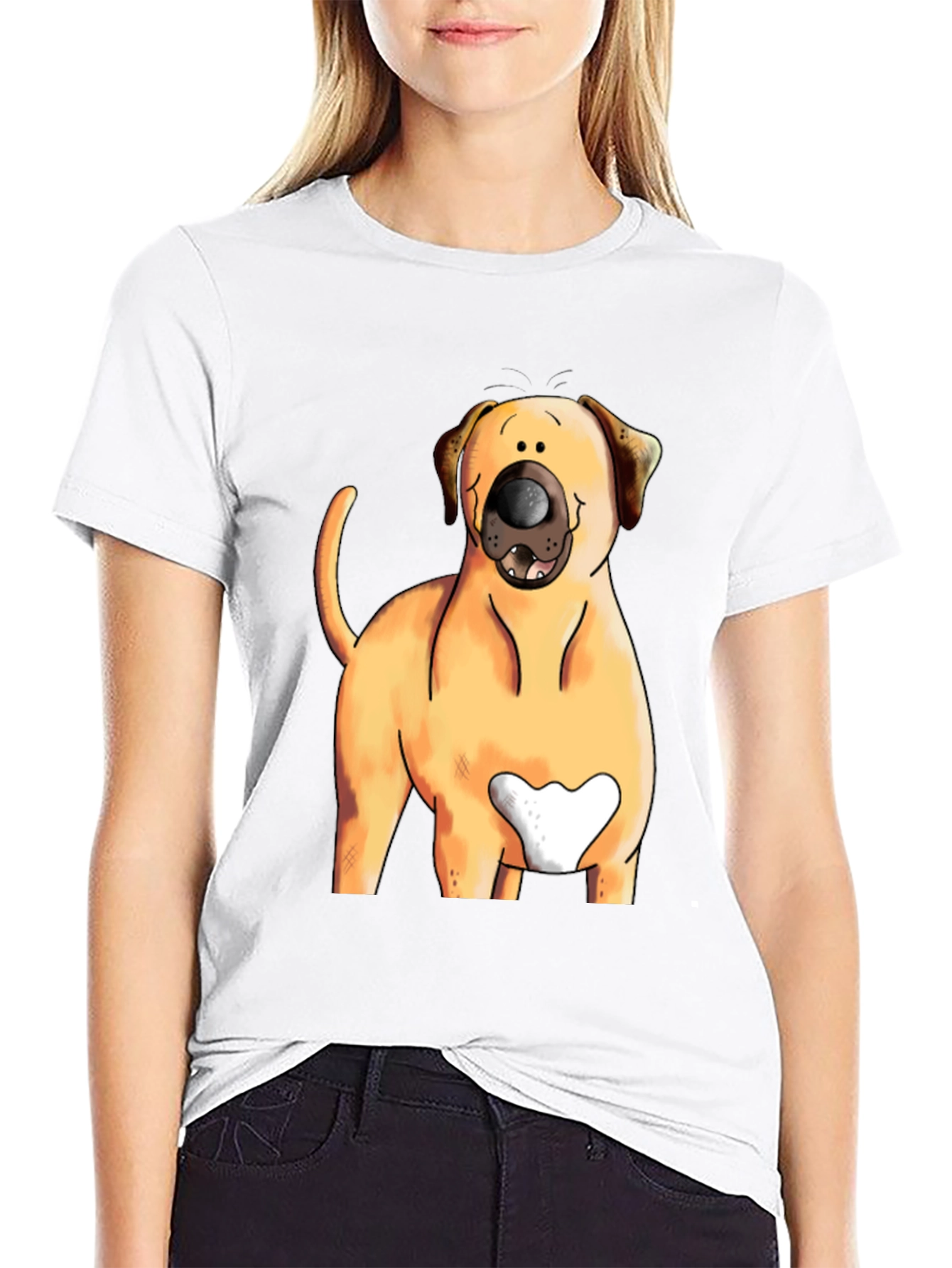 Dog Cartoon Graphic Tee - Black