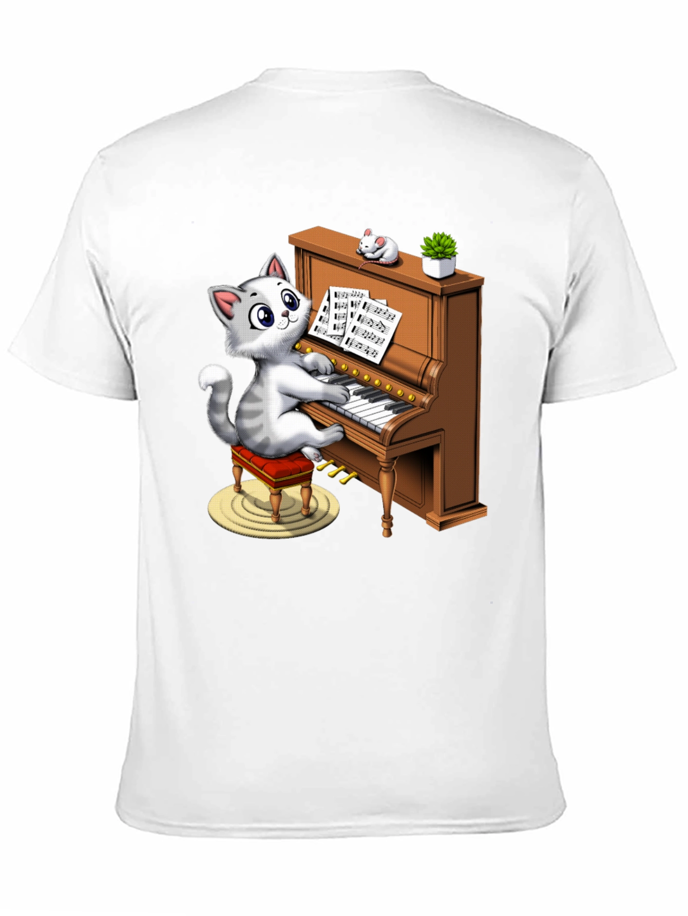 Cat Playing Piano Graphic Tee - Funny & Stylish