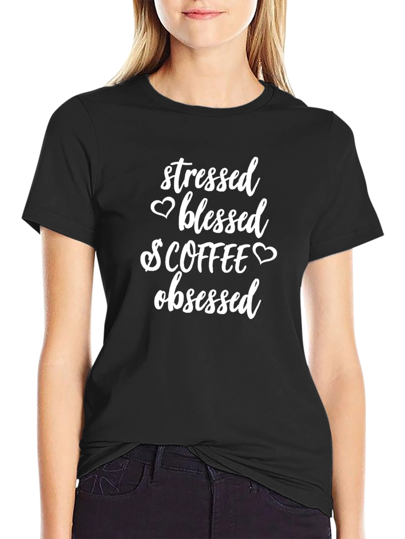 Stressed Blessed Coffee Obsessed Graphic Tee