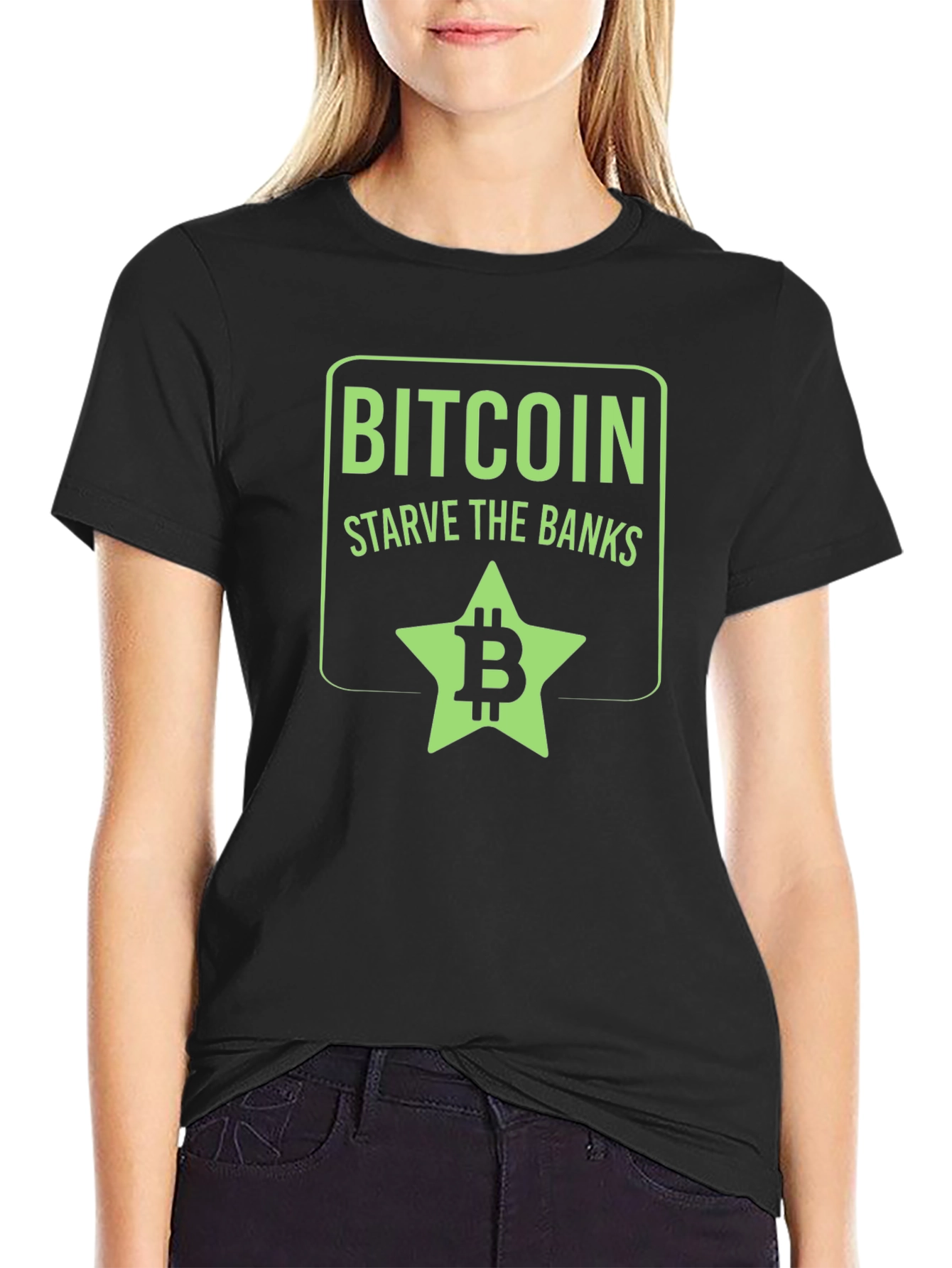 Bitcoin Starve the Banks Graphic T-Shirt