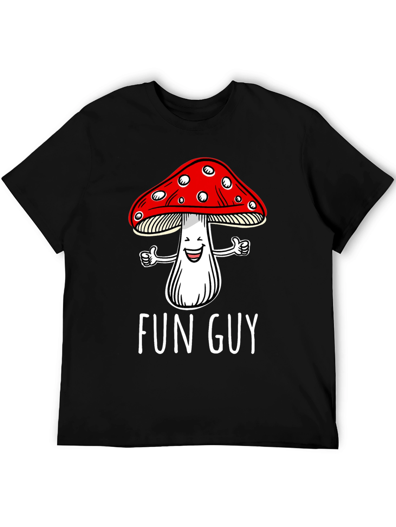 Fun Guy Mushroom Graphic T-Shirt - Black