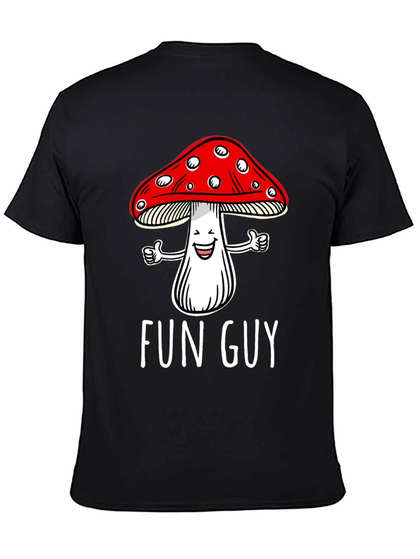 Fun Guy Mushroom Graphic T-Shirt - Black