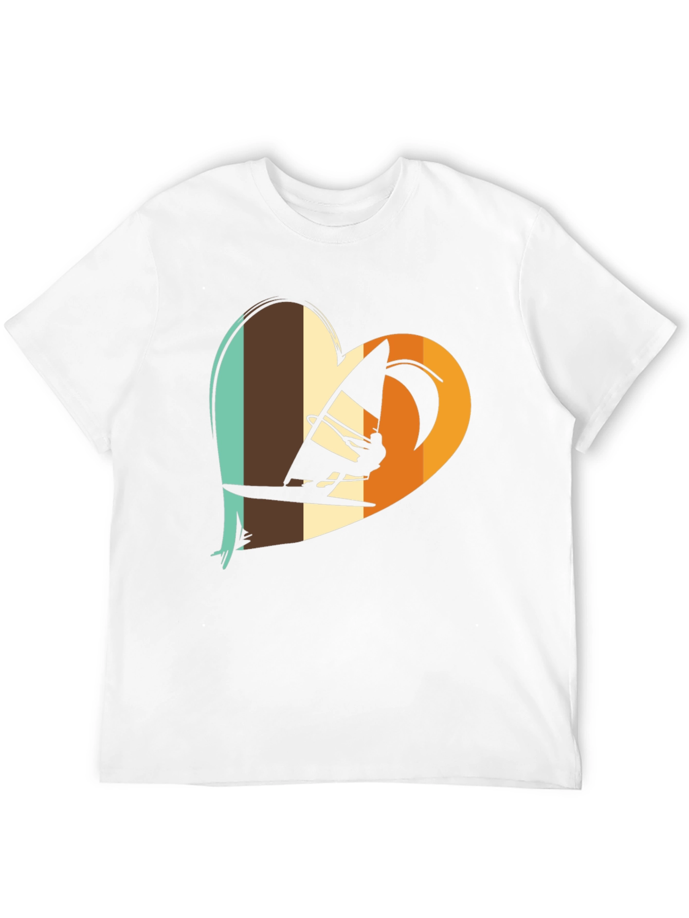 Windsurfing Heart Graphic Tee - Black Cotton T-Shirt