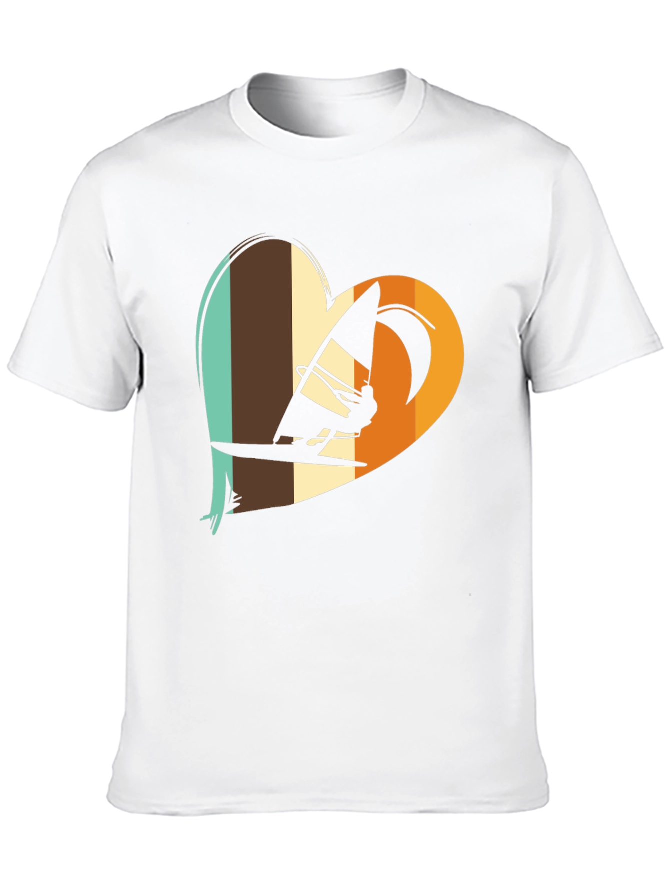 Windsurfing Heart Graphic Tee - Black Cotton T-Shirt