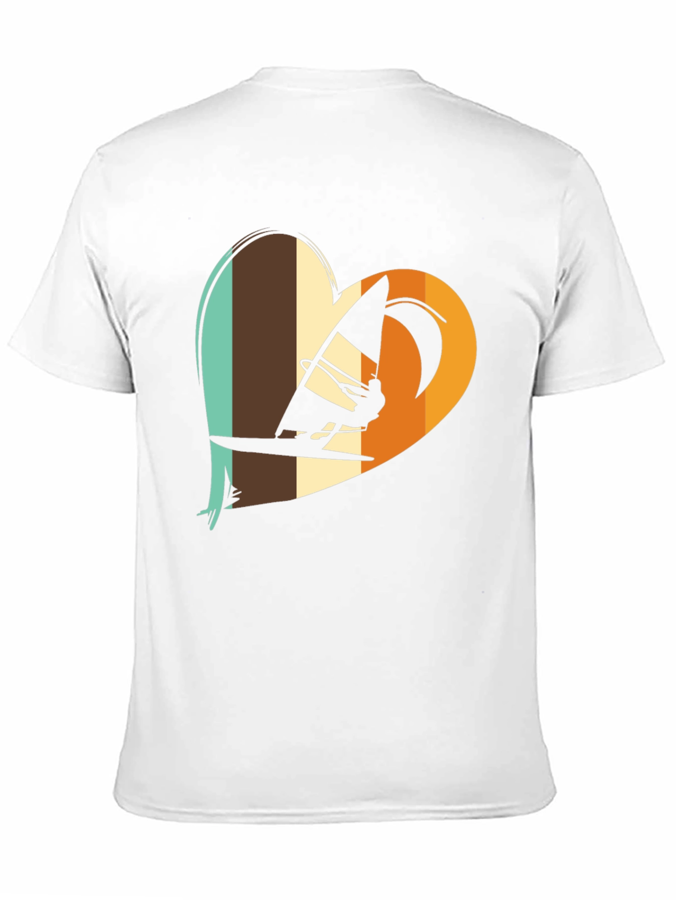 Windsurfing Heart Graphic Tee - Black Cotton T-Shirt