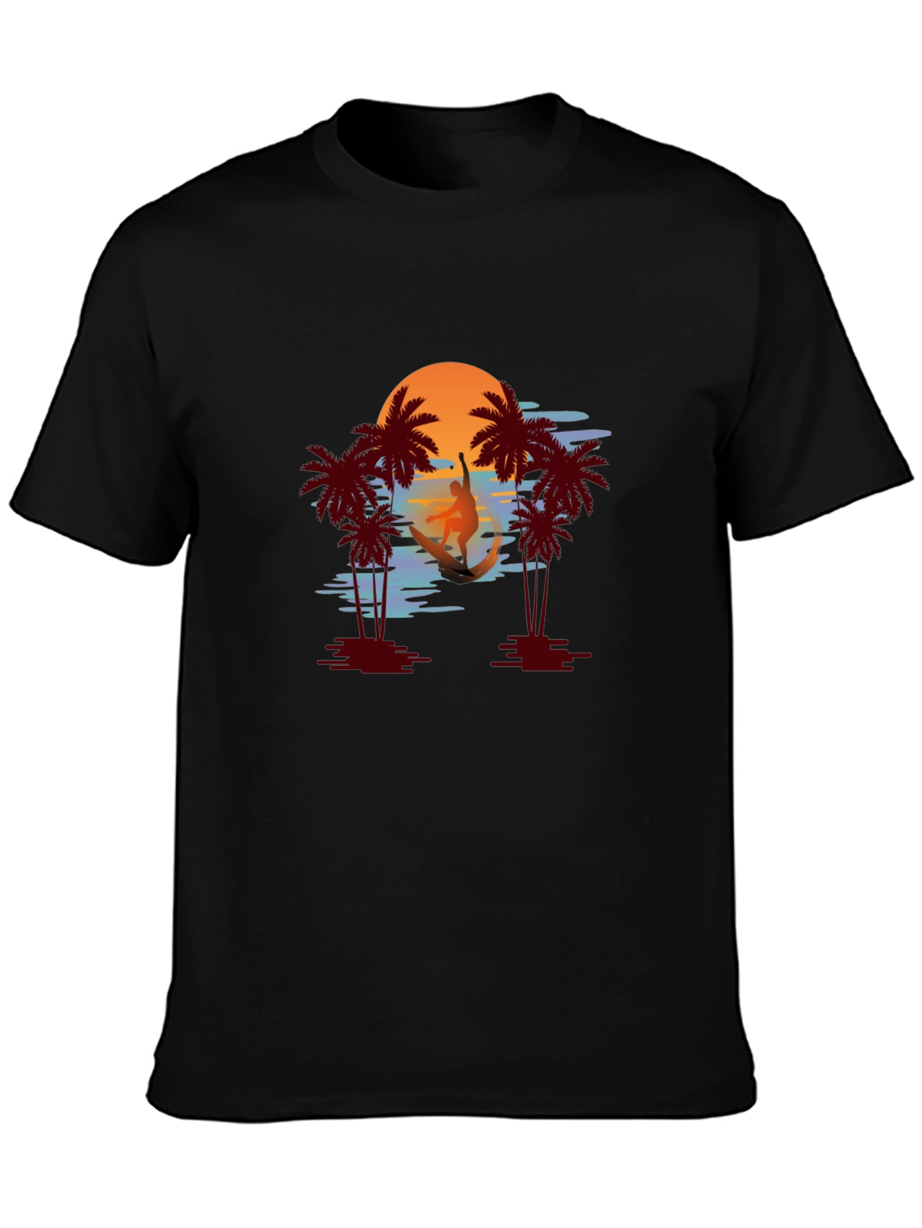 Tropical Sunset Surfer Graphic Tee