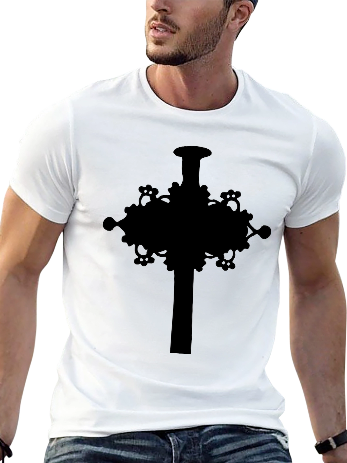 Ornate Cross Graphic Tee - Mens Black T-Shirt