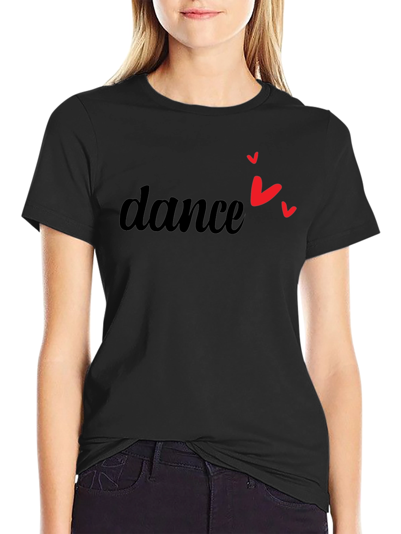 Dance with Heart Tee - Stylish Black T-Shirt