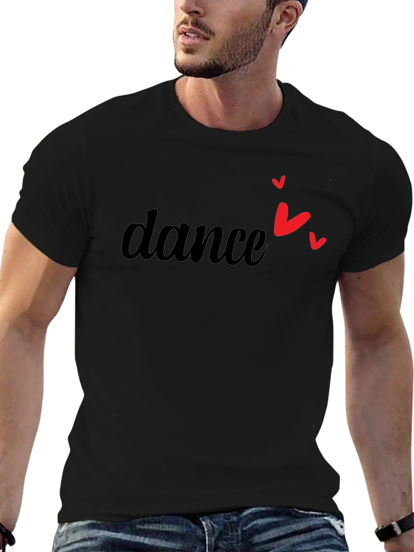 Dance with Heart Tee - Stylish Black T-Shirt