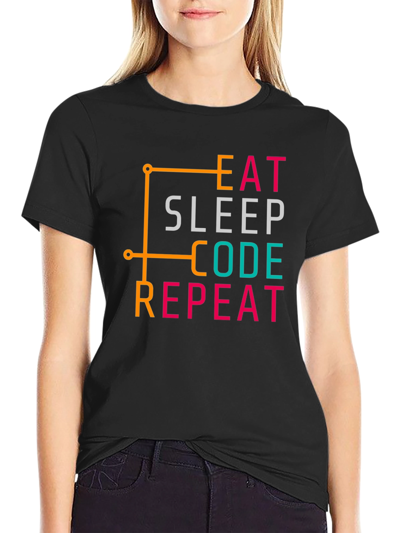 Eat Sleep Code Repeat Black T-Shirt