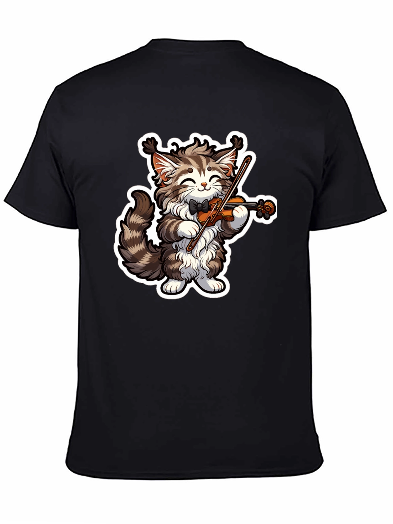 Musical Cat T-Shirt - Violin Playing Kitten Tee