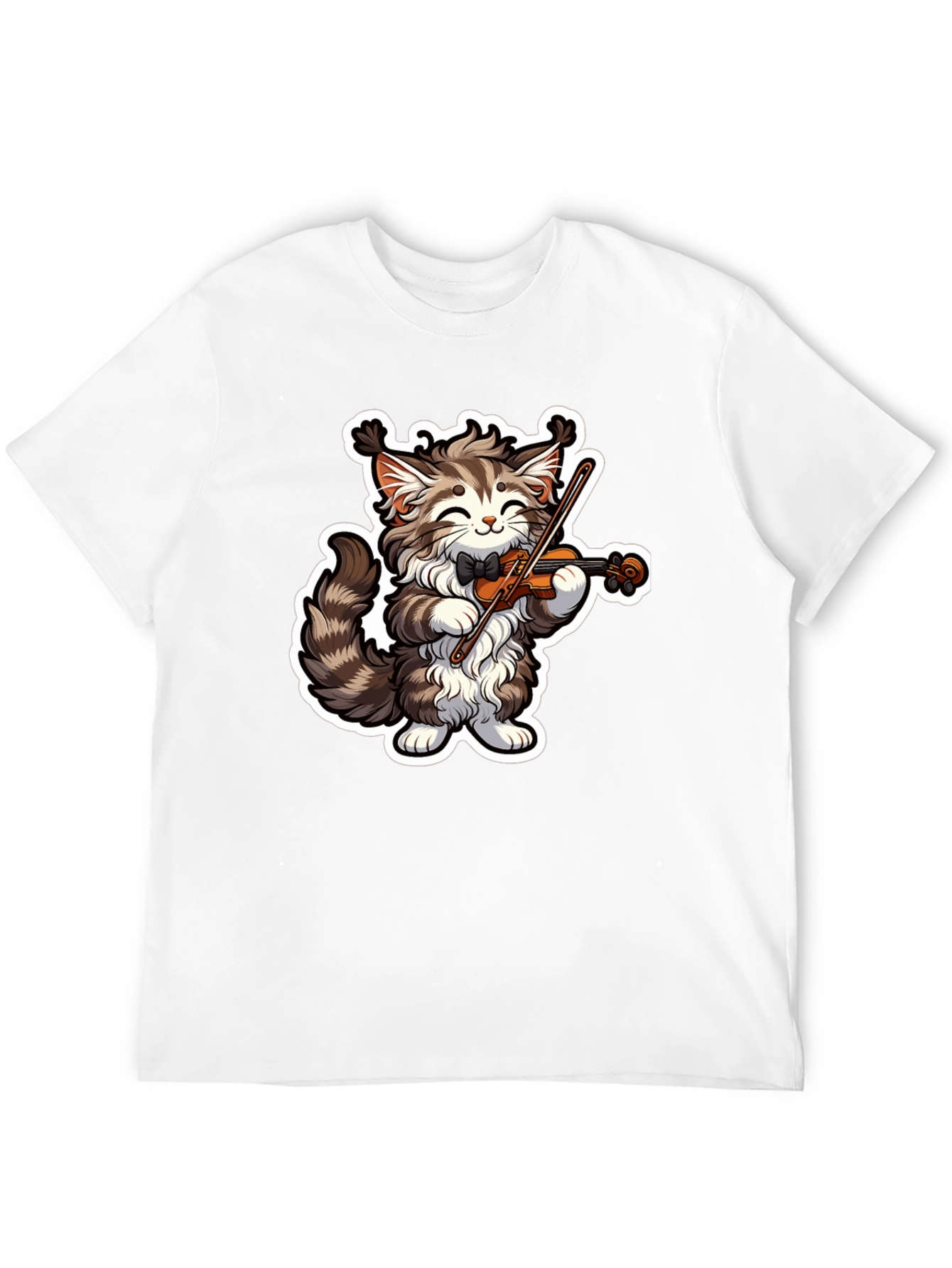 Musical Cat T-Shirt - Violin Playing Kitten Tee