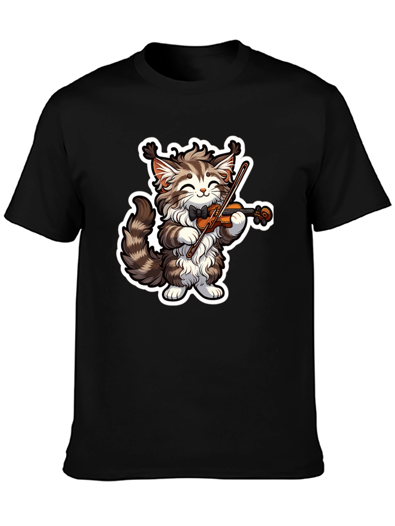 Musical Cat T-Shirt - Violin Playing Kitten Tee