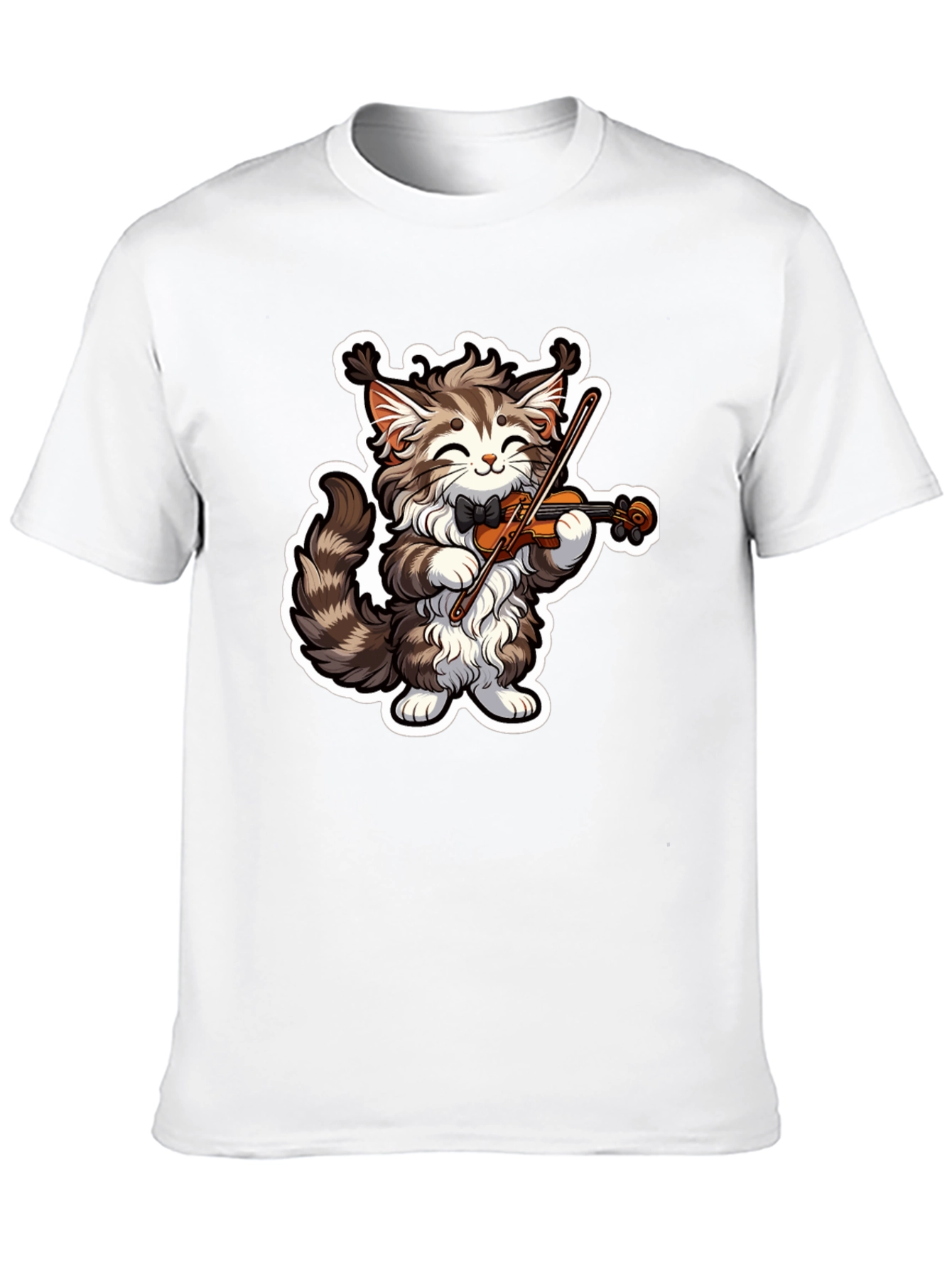 Musical Cat T-Shirt - Violin Playing Kitten Tee