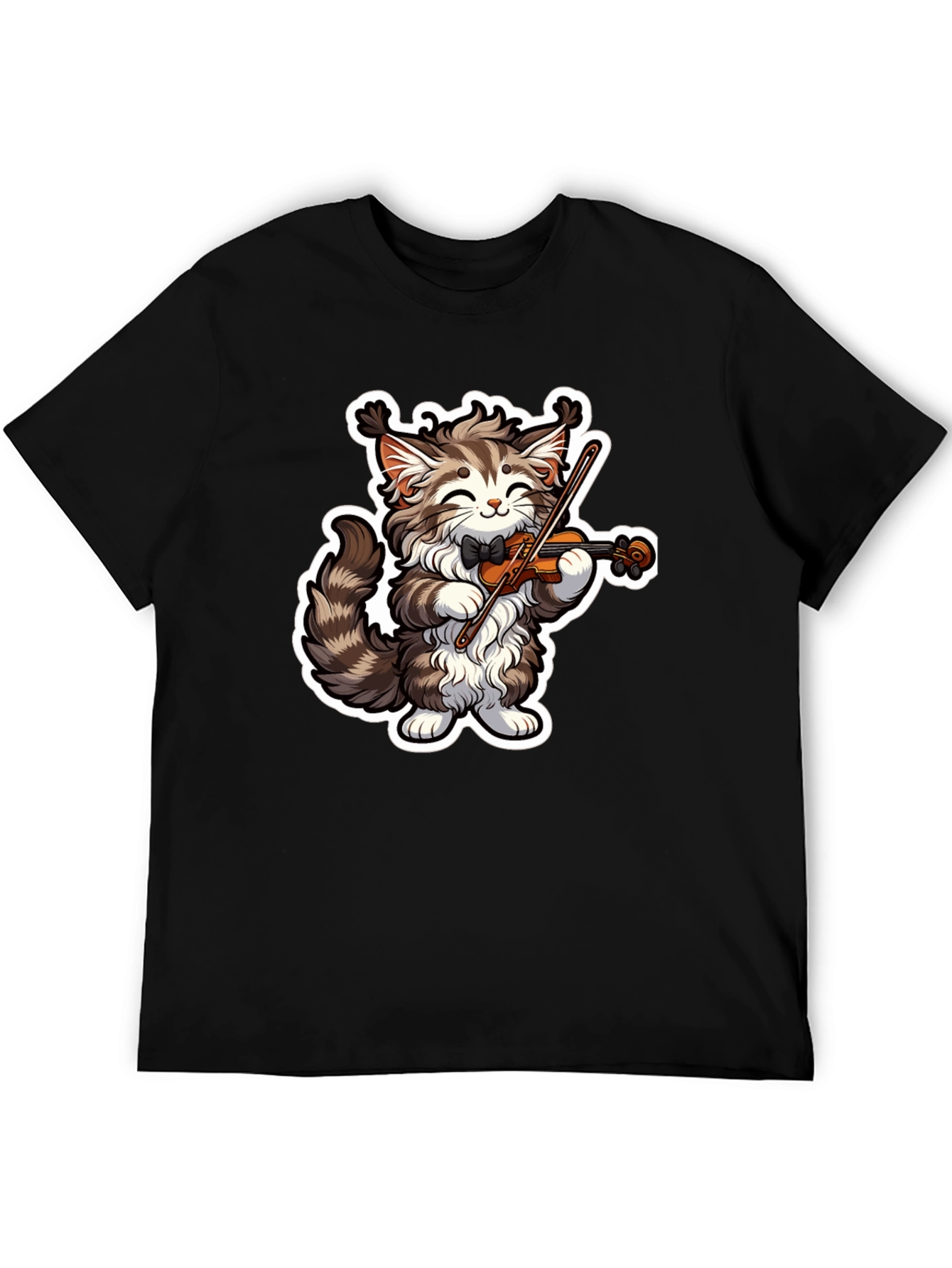 Musical Cat T-Shirt - Violin Playing Kitten Tee