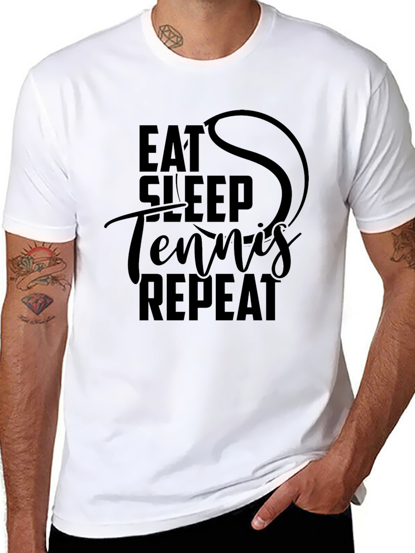 Eat Sleep Tennis Repeat Graphic T-Shirt