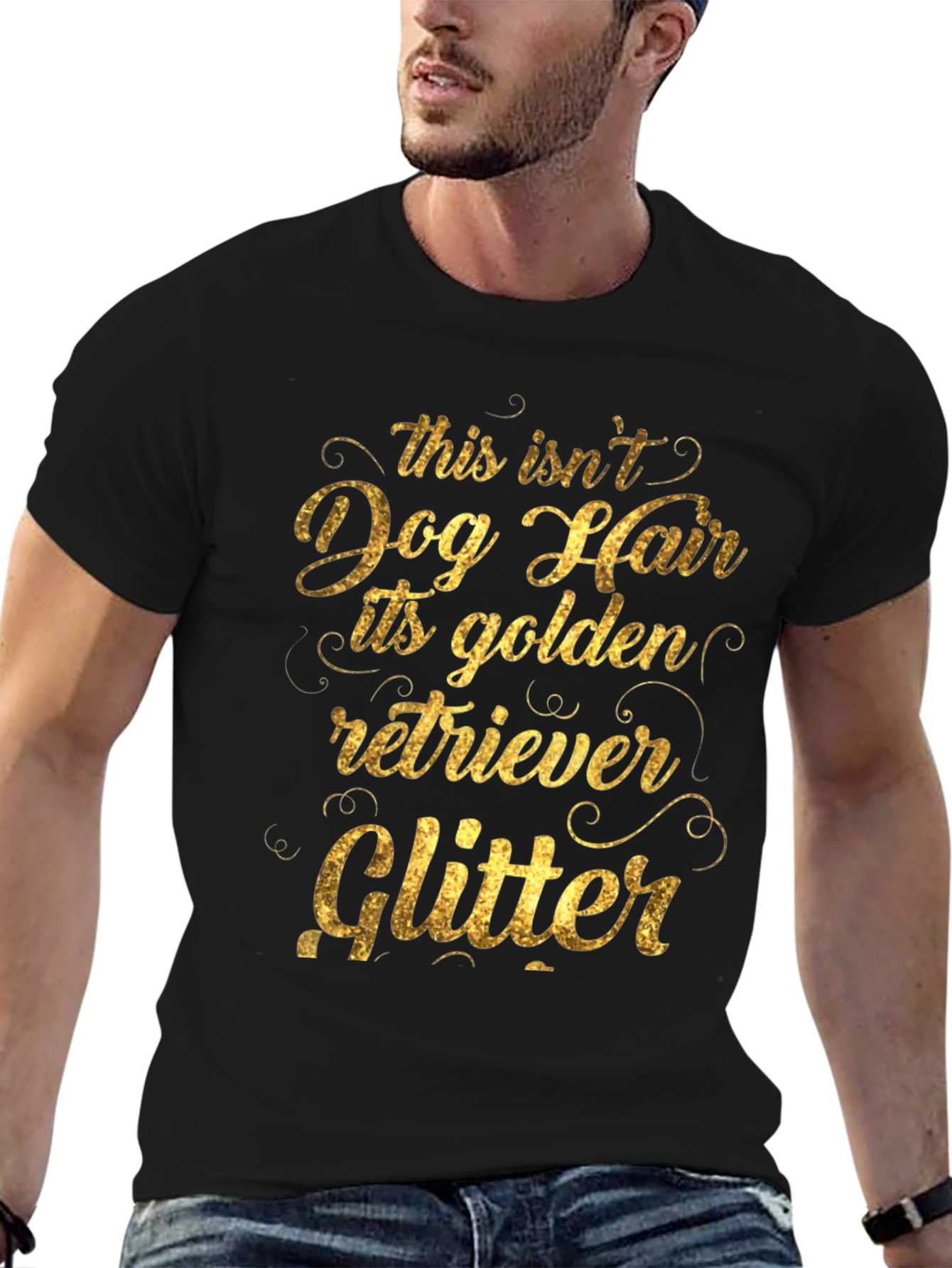 Golden Retriever Glitter Dog Hair T-Shirt