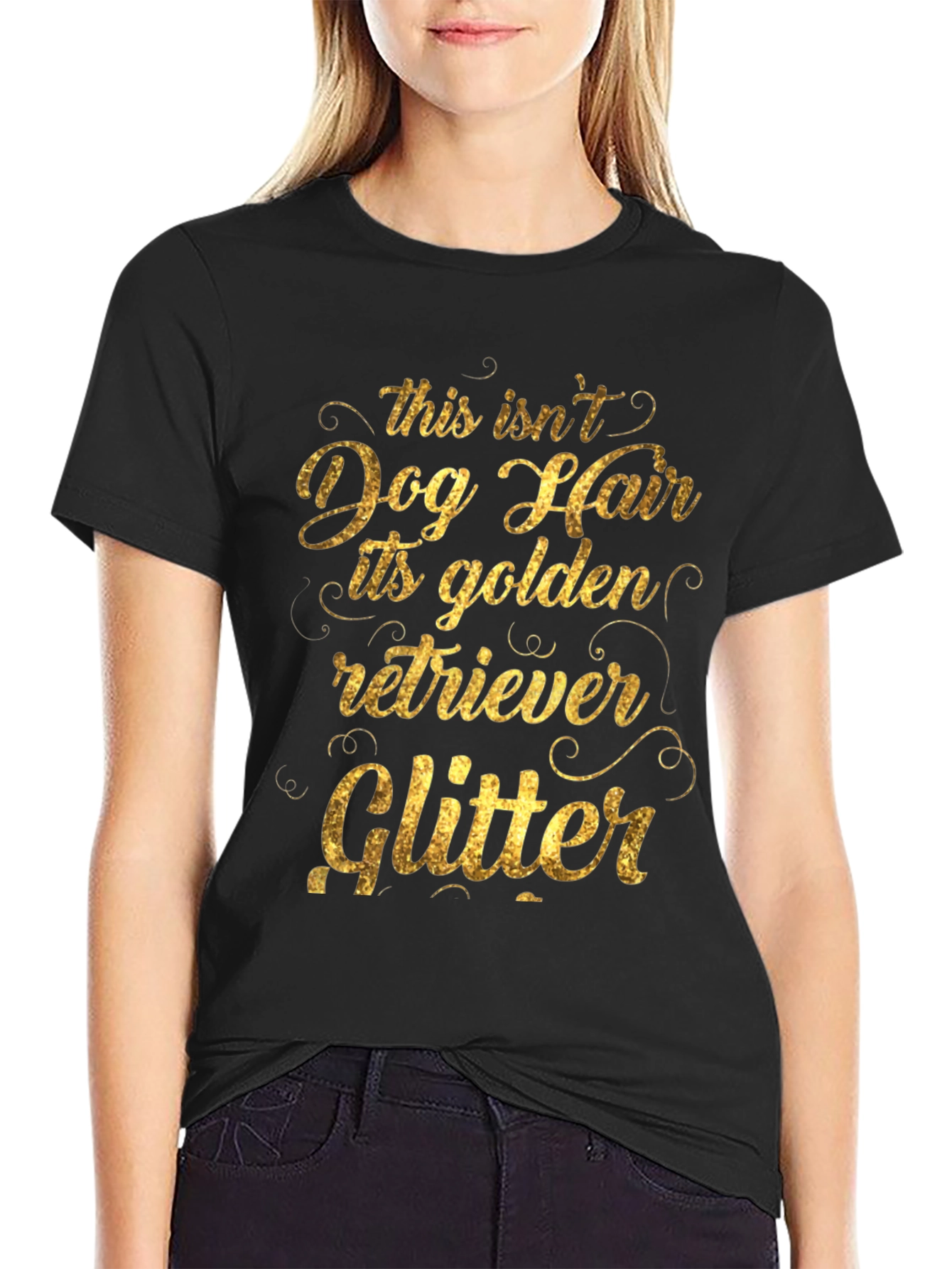 Golden Retriever Glitter Dog Hair T-Shirt