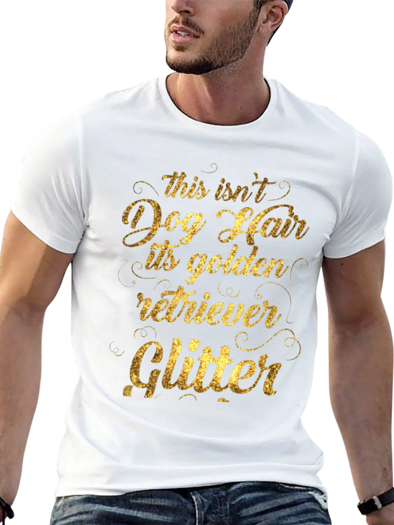 Golden Retriever Glitter Dog Hair T-Shirt