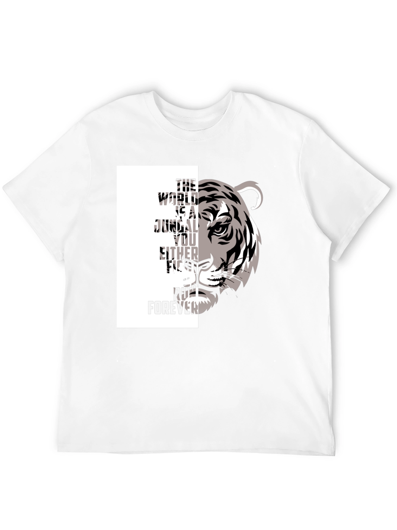Tiger Graphic Print Crew Neck T-Shirt