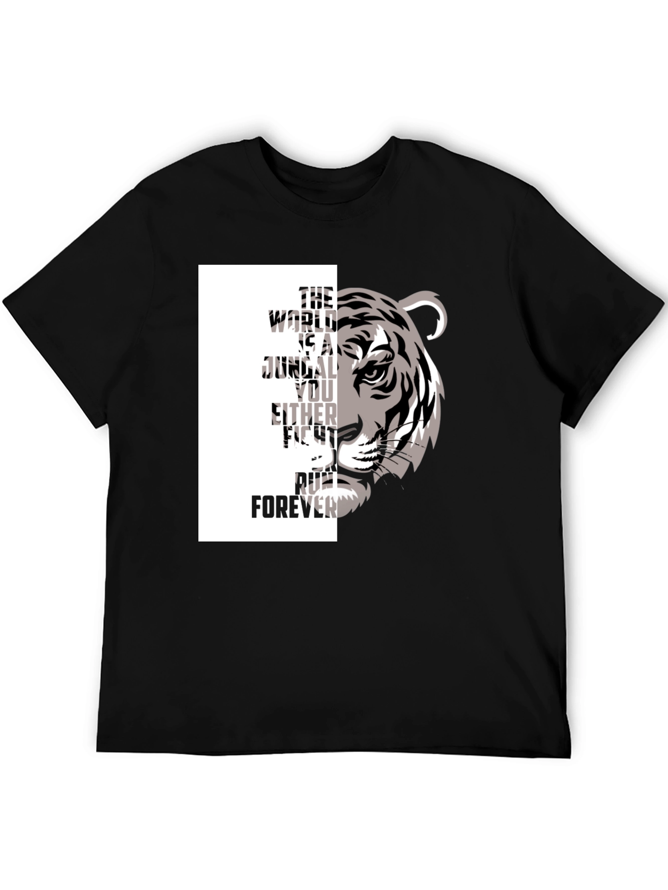 Tiger Graphic Print Crew Neck T-Shirt
