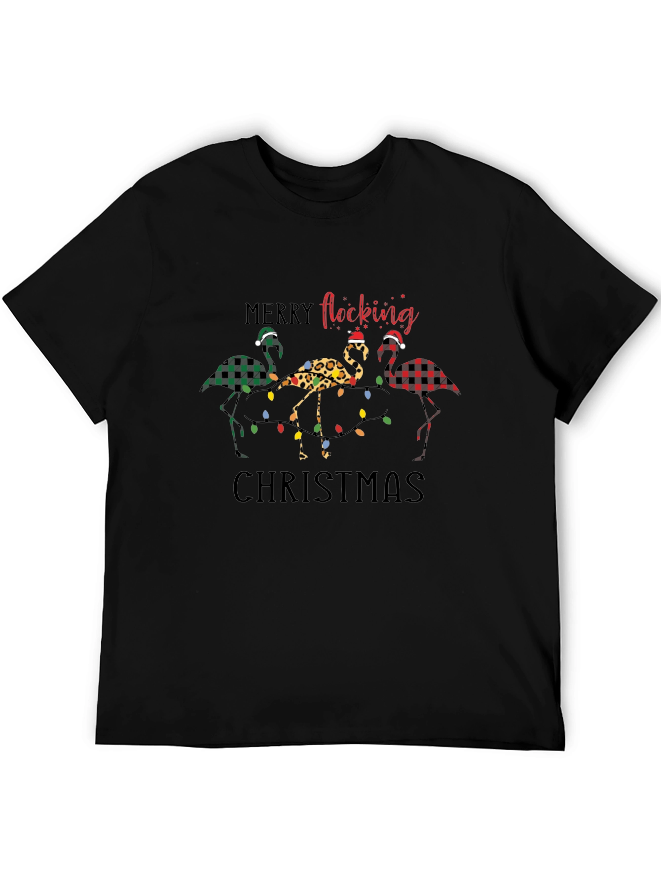Merry Flocking Christmas Flamingo Graphic Tee