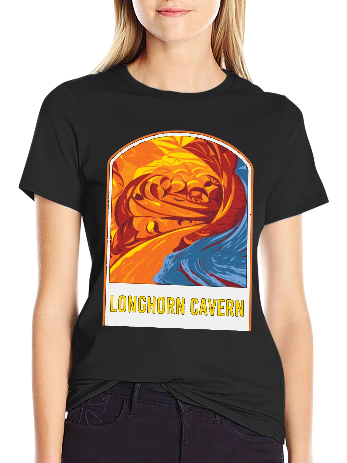 Longhorn Cavern Graphic Tee - Black Cotton Blend